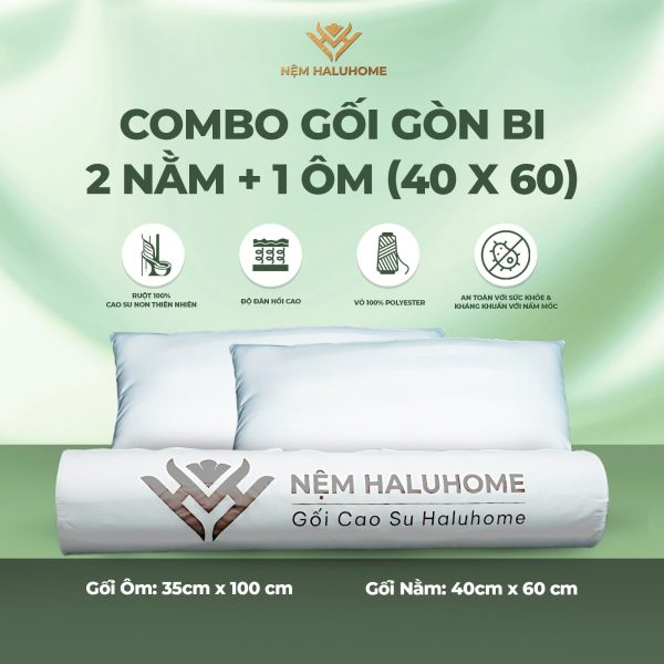 Combo Gối gòn bi 2 nằm + 1 ôm (40x60)